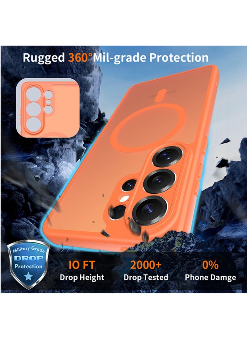 Adando Strong Magnetic Case for Samsung Galaxy S26 Ultra 5G, Compatible with Magsafe, Slim Translucent Matte Mil-Grade Drop Protection Rugged Magnetic Case (Orange, Galaxy S26 Ultra 5G) - Image 4
