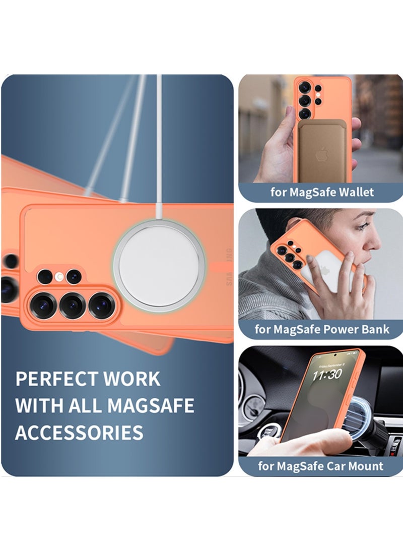 Adando Strong Magnetic Case for Samsung Galaxy S26 Ultra 5G, Compatible with Magsafe, Slim Translucent Matte Mil-Grade Drop Protection Rugged Magnetic Case (Orange, Galaxy S26 Ultra 5G) - Image 2