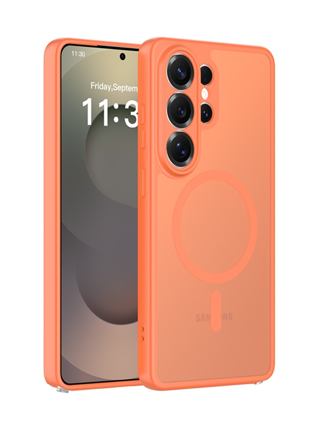 Adando Strong Magnetic Case for Samsung Galaxy S26 Ultra 5G, Compatible with Magsafe, Slim Translucent Matte Mil-Grade Drop Protection Rugged Magnetic Case (Orange, Galaxy S26 Ultra 5G)