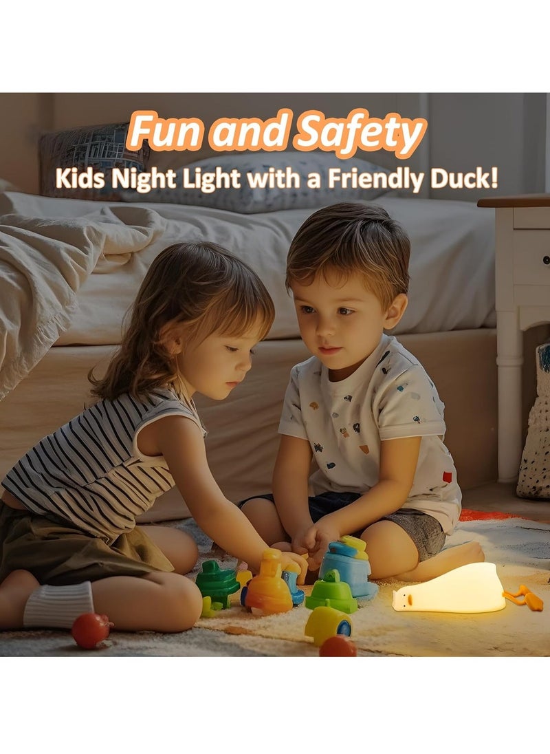 JAJEEK Lying Flat Duck Night Light, Cute Light-Up Duck Soft Silicone Nursery Night Lamp with Touch Control, Rechargeable, Timer & Dimmer, Perfect for Kids, Newborns, Babies – Ideal Birthday & Festival Gift  - Image 2