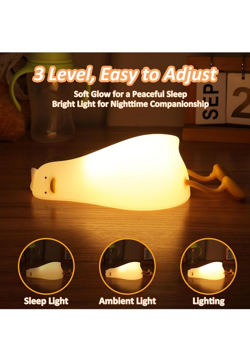 JAJEEK Lying Flat Duck Night Light, Cute Light-Up Duck Soft Silicone Nursery Night Lamp with Touch Control, Rechargeable, Timer & Dimmer, Perfect for Kids, Newborns, Babies – Ideal Birthday & Festival Gift  - Image 4