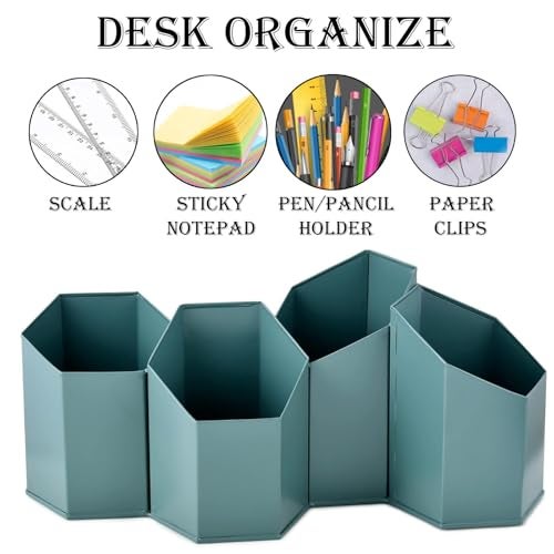 Elan Metal All In One Multifunctional Office Supplies Desk Organizer (Edgestationary, Moss Green) - Image 3