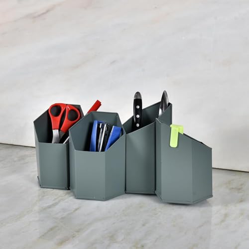Elan Metal All In One Multifunctional Office Supplies Desk Organizer (Edgestationary, Moss Green) - Image 1