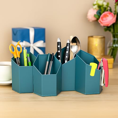 Elan Metal All In One Multifunctional Office Supplies Desk Organizer (Edgestationary, Moss Green) - Image 2