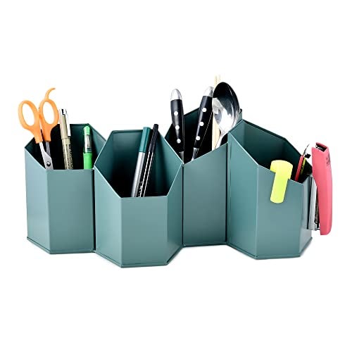 Elan Metal All In One Multifunctional Office Supplies Desk Organizer (Edgestationary, Moss Green) - Image 4