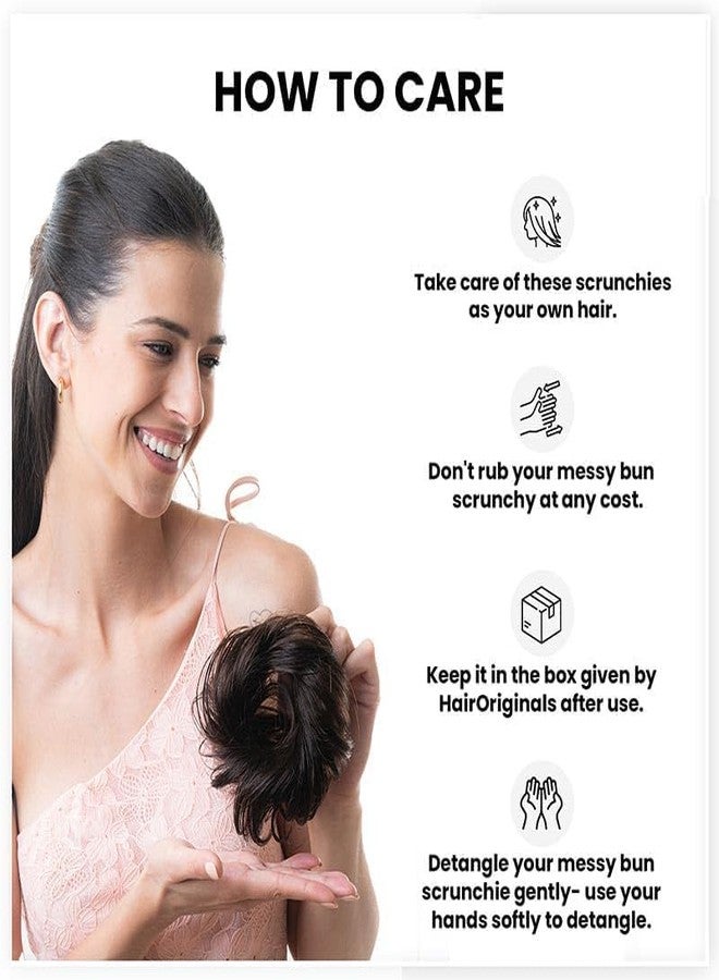 Calitate24 Black Wavy Synthetic Hair Bun - Medium Messy Hair Scrunchie for Girls - Elastic Rubber Band Wig Extension - Natural-Looking Updo - Image 3