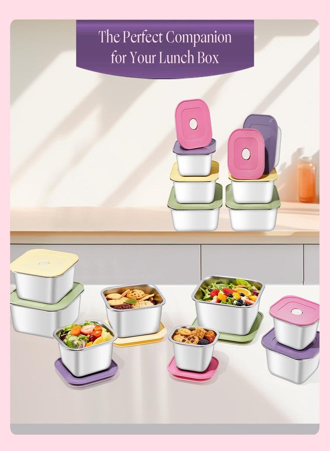 GIUOIDUO 8-Piece Stainless Steel Food Storage Containers Set with 4 Colorful Lids - Airtight & Leakproof for Meal Prep, Lunch, Leftovers - BPA-Free, Dishwasher Safe - Durable Kitchen & Office Organizers - Image 4