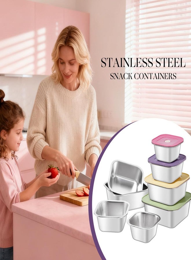 GIUOIDUO 8-Piece Stainless Steel Food Storage Containers Set with 4 Colorful Lids - Airtight & Leakproof for Meal Prep, Lunch, Leftovers - BPA-Free, Dishwasher Safe - Durable Kitchen & Office Organizers - Image 5