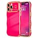 LCHULLE for iPhone 14 Pro Max Case for Women Girls Cute Wave Frame Curly Shape with Love Heart Raised Camera Protection Cover Luxury Plating Shockproof Phone Case for iPhone 14 Pro Max Hot Pink - Image 2