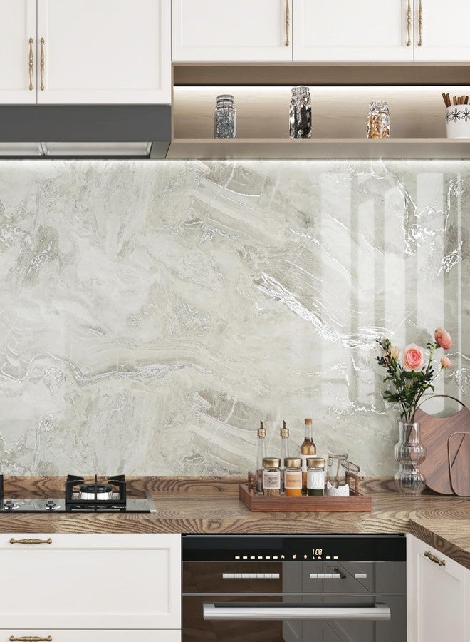 STICKEEP Beige Marble Contact Paper Peel and Stick Countertops Waterproof Marble Vinyl Countertop Wrap Self Adhesive Gold Granite Contact Paper for Tables Kitchen Cabinets Bathroom Walls 17.7" x 120" - Image 5