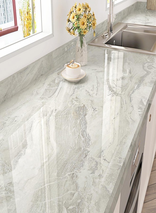 STICKEEP Beige Marble Contact Paper Peel and Stick Countertops Waterproof Marble Vinyl Countertop Wrap Self Adhesive Gold Granite Contact Paper for Tables Kitchen Cabinets Bathroom Walls 17.7" x 120" - Image 1