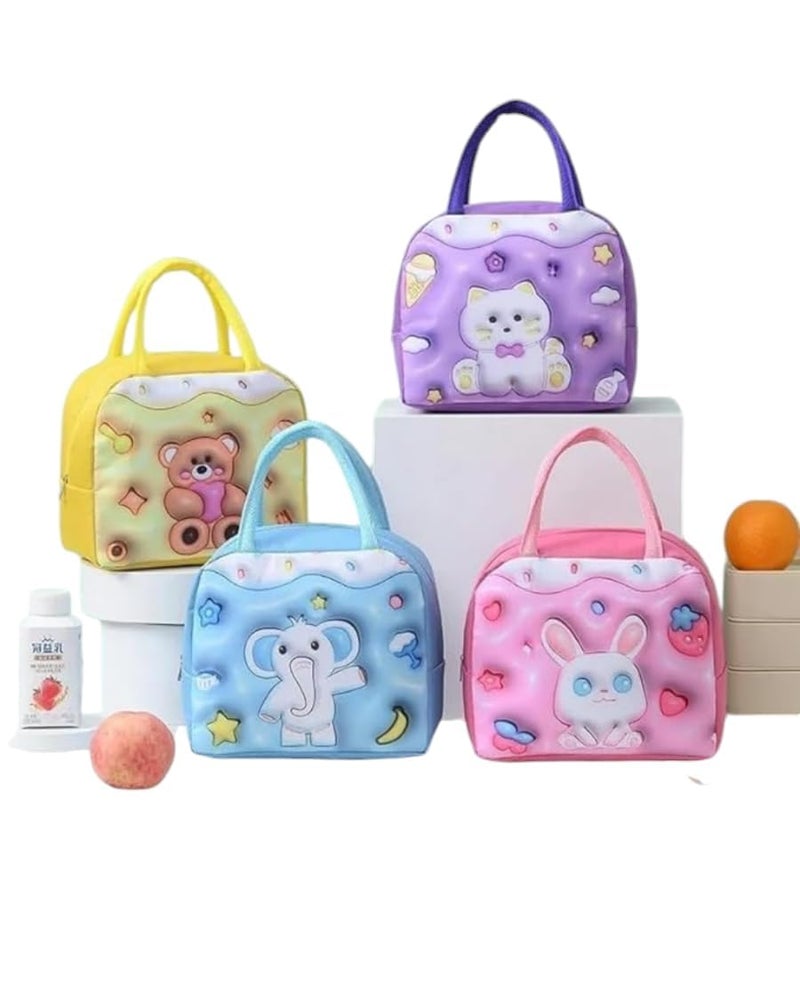 MOGAL LIFE MOGAL LIFE3D Cartoon Childrens Insulated Lunch Box Bag Aluminum Foil Thermal Insulation Waterproof Lunch Bag Oxford Insulation Waterproof Lunch Bog for Girl Kids Boy Pack of 1 Assorted Colours - Image 1