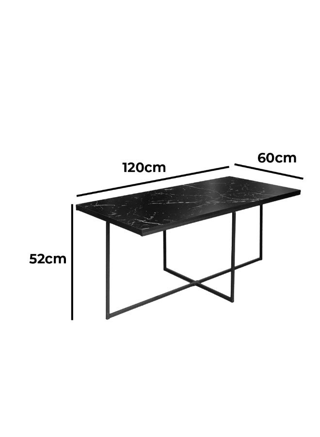 Baity 5-piece wooden coffee table set - black marble - Image 3