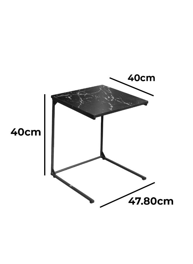 Baity 5-piece wooden coffee table set - black marble - Image 2