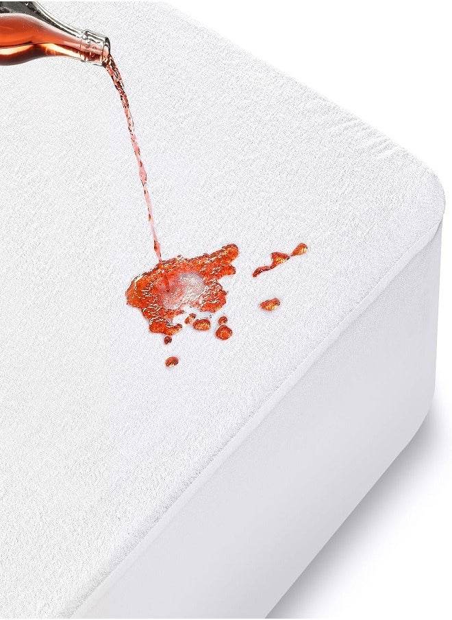Restwell - Premium Bedding 100% Waterproof Mattress Protector Restwell , Single  Size (100*200 cm) Viscose Made from Bamboo Mattress Cover, Breathable, Fitted Style, available in different sizes (White) - Image 1