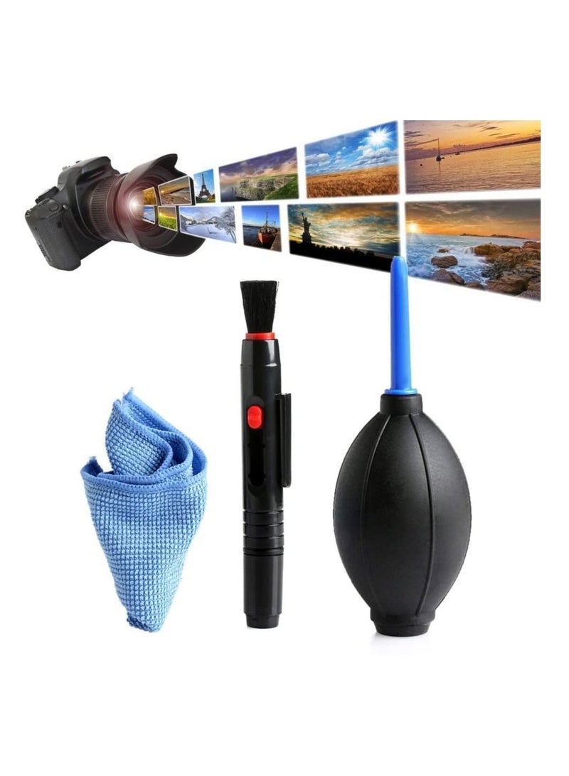 3-in-1 Lens Cleaning Dust Pen Blower Cloth Kit for Canon/Nikon Camera - Image 1