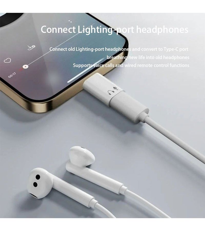 محول USB-C إلى 8-pin لسماعات الهاتف لأجهزة iPhone 15 و16 وأجهزة Type-C (قطعة واحدة) - للصوت فقط، بدون شحن أو نقل بيانات، متوافق مع iPad وMacBook - اللون الأبيض - Image 4