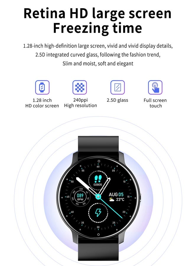 Men's Bluetooth Smart Watch, 1.28-inch Full-screen Touch, Answer/Make Calls, Message and Event Reminders, Exercise Sleep Heart Rate Monitoring, Support Multiple Languages, Universal for Android5.0 and IOS9.0 and Above, RT ZL02Pro Black - Image 3