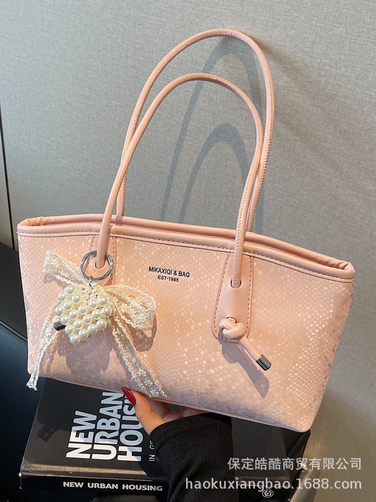 High-End And Stylish Bag For Women Large Capacity Niche Summer Snakeskin Pattern Single Shoulder Armpit Bag Tote Bag - Image 4