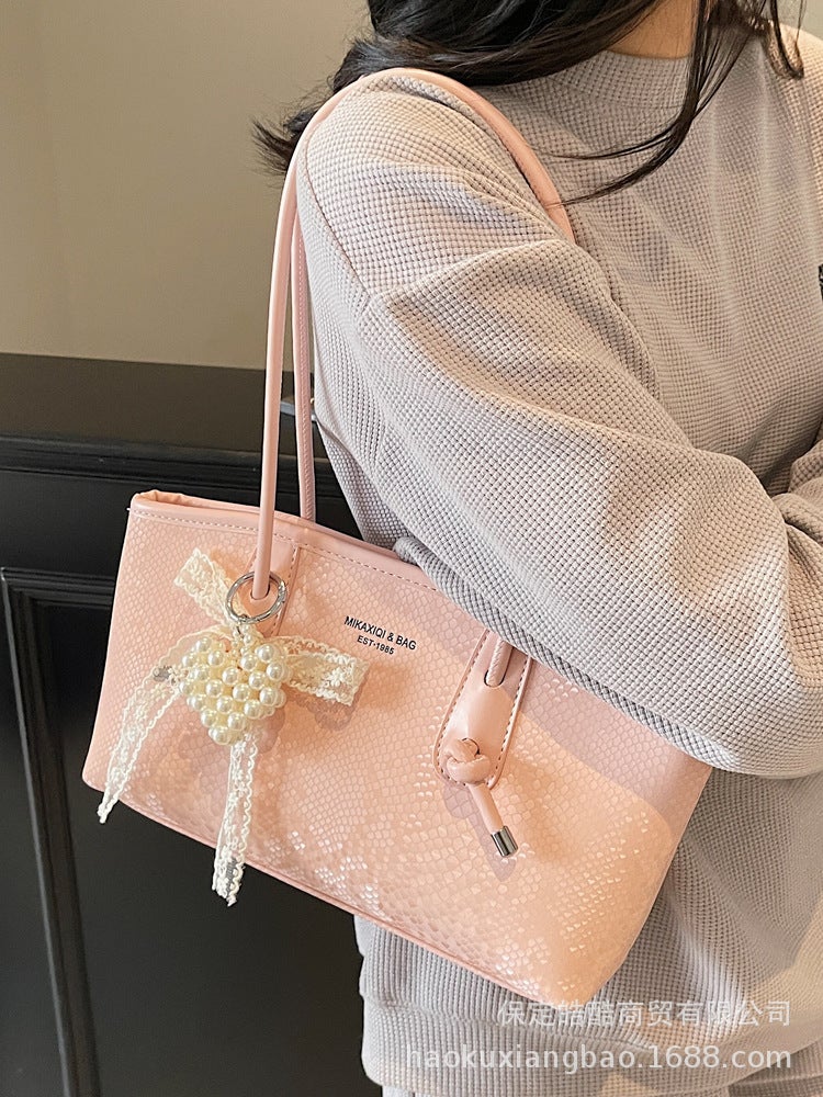 High-End And Stylish Bag For Women Large Capacity Niche Summer Snakeskin Pattern Single Shoulder Armpit Bag Tote Bag - Image 5