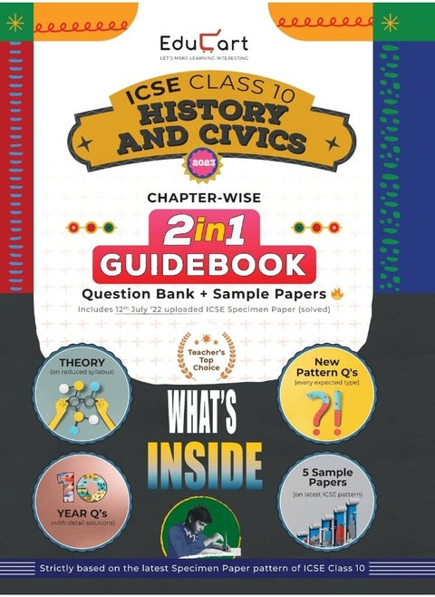 Educart ICSE Class 10 History and Civics Guidebook 2022-23 Question Bank + Sample Papers 2023 Exam (Including Previous 10 Years Questions)