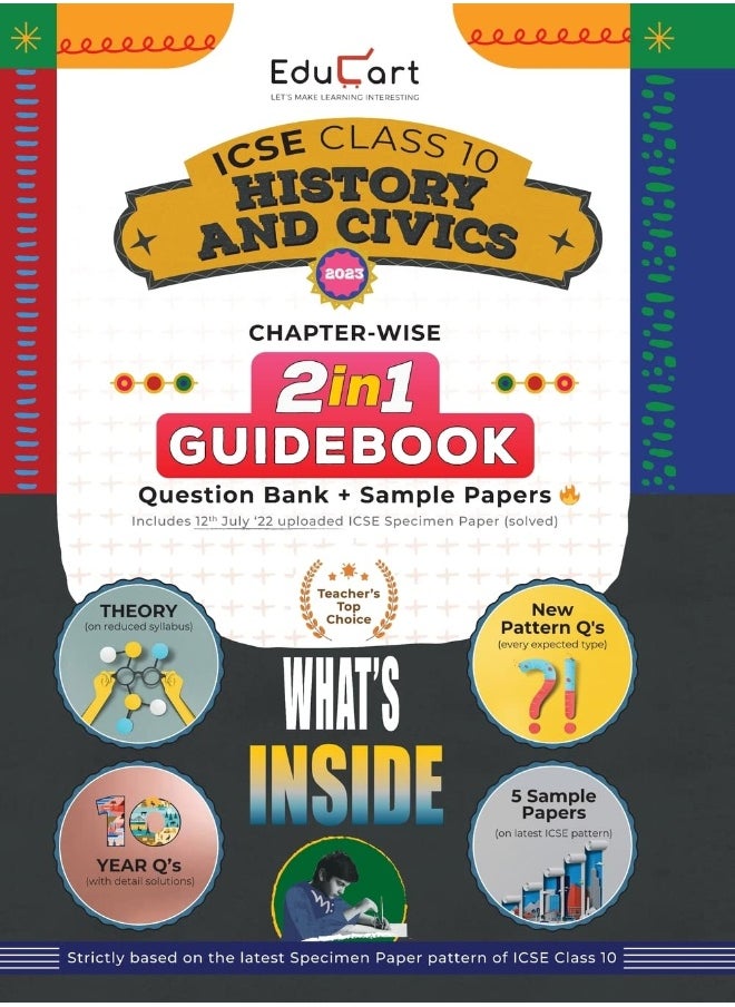 Educart ICSE Class 10 History and Civics Guidebook 2022-23 Question Bank + Sample Papers 2023 Exam (Including Previous 10 Years Questions) 