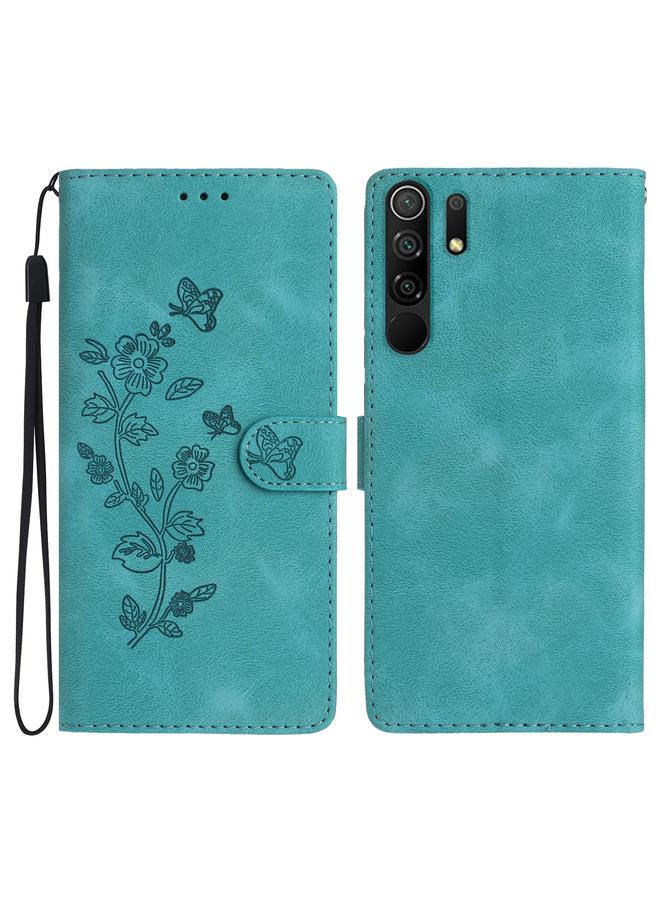 The Bros Case For Xiaomi Redmi 9 Flower Butterfly Embossing Pattern Leather Phone Case