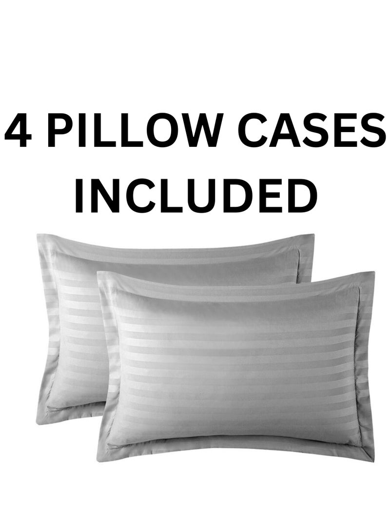 TW Premier TW Hotel Duvet Cover Stripe 220x240cm King Size 6 Pcs Set - 1 Duvet Cover 220x240cm (Without Filling) 1 Fitted Bed Sheet 200x200+30cm - 4 Pillow Cases 48x74+5cm - Quilt Cover Set - Image 5