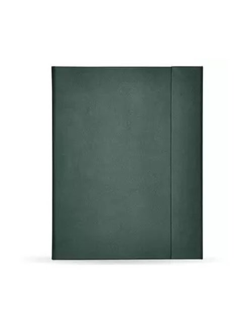 FIS Magnetic Folder Italian PU Cover with Writing Pad, Ivory Paper, A4 Size, Single Ruled 96 Sheets with Gift Box, Green Color
