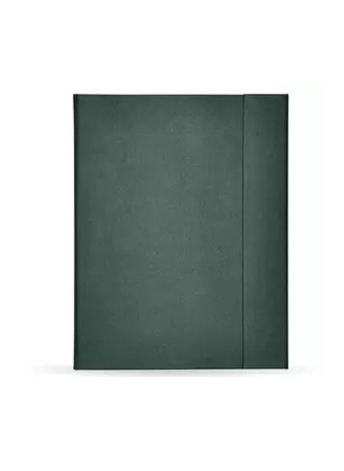 FIS - FIS Magnetic Folder Italian PU Cover with Writing Pad, Ivory Paper, A4 Size, Single Ruled 96 Sheets with Gift Box, Green Color - Image 1