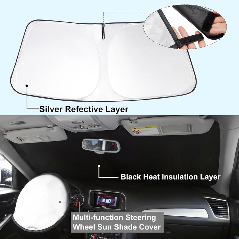 TINGLU Sun Shade for BMW X7 3.0L xDrive40i 2021-2024 2025 Accessories Windshield Sun Shade Window Shade UV Rays Protection Sun Visor Cover with Steering Wheel Sunshade Storage Bag Easy lifting build - Image 2