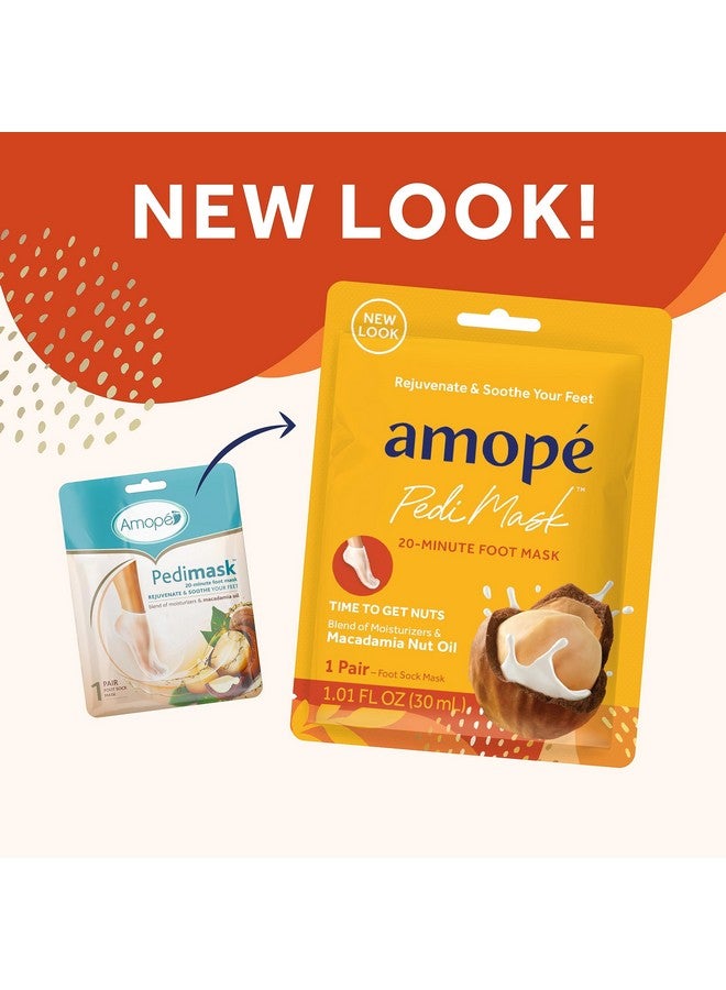 Amope Amopé Pedi Mask 20-Minute Foot Mask, Intensely Moisturizing Socks, Self-Care, Time to Get Nuts with Macadamia Nut Oil, Urea & Vitamin Complex for Long Lasting Hydration, 3 pair (Packaging May Vary)  - Image 2