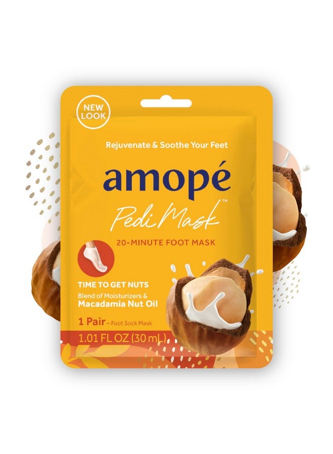 Amope Amopé Pedi Mask 20-Minute Foot Mask, Intensely Moisturizing Socks, Self-Care, Time to Get Nuts with Macadamia Nut Oil, Urea & Vitamin Complex for Long Lasting Hydration, 3 pair (Packaging May Vary)  - Image 1