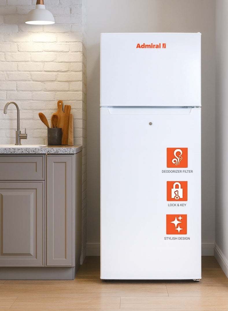 Admiral 220 L Gross / 169 L Net, Double Door Refrigerator, Defrost, R600a Refrigerant, Temperature Control, Inside Light, Inside Condenser, Vegetable Crisper, Bottle Racks, Removable Gasket, Adjustable Foot ADTM22RSP ADTM22RSP white - Image 4