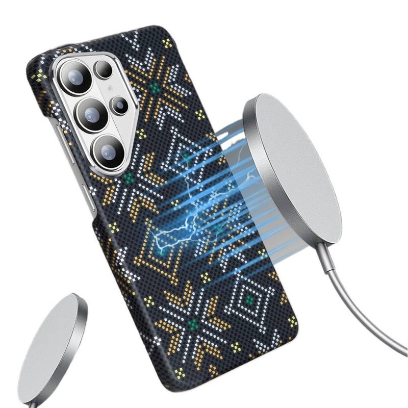 غطاء MagSafe بPC لـ Samsung S25 Ultra / Samsung S25 مع مغناطيس قوي وقبضة مضادة للانزلاق مع مقاوم للصدمات مع مقاوم للخدش مع حماية من السقوط باللون أزرق مضاد للانزلاق مغناطيسي - Image 4
