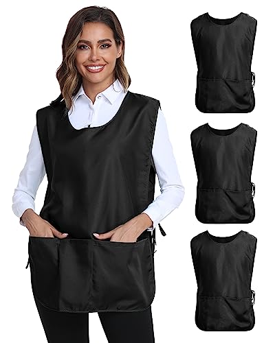 Xeoxarel 3 Pack Unisex Cobbler Apron with 3 Pockets Vest, Universal Apron for Men or Women Black - Image 1