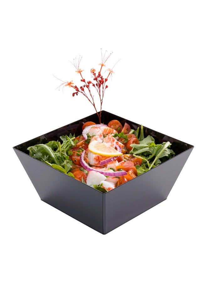 Restaurantware 18 Ounce Plastic Square Bowls, 25 Medium Square Plastic Serving Bowls - Recyclable, Crack-Resistant, Black Plastic Square Disposable Bowls, Durable, For Parties Or Catering Events - Image 2