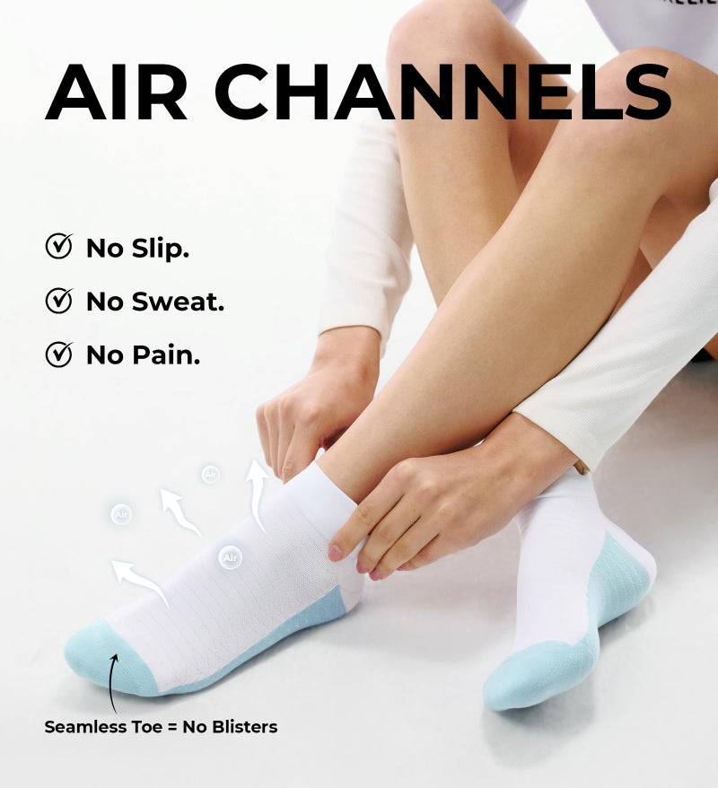 FITRELL Ankle Compression Socks for Women & Men - Cushioned Arch Support Running Socks, Plantar Fasciitis Relief, Bliss Cream-White Mixed 6 Pairs, S/M - Image 5