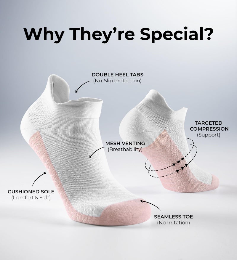 FITRELL Ankle Compression Socks for Women & Men - Cushioned Arch Support Running Socks, Plantar Fasciitis Relief, Bliss Cream-White Mixed 6 Pairs, S/M - Image 3