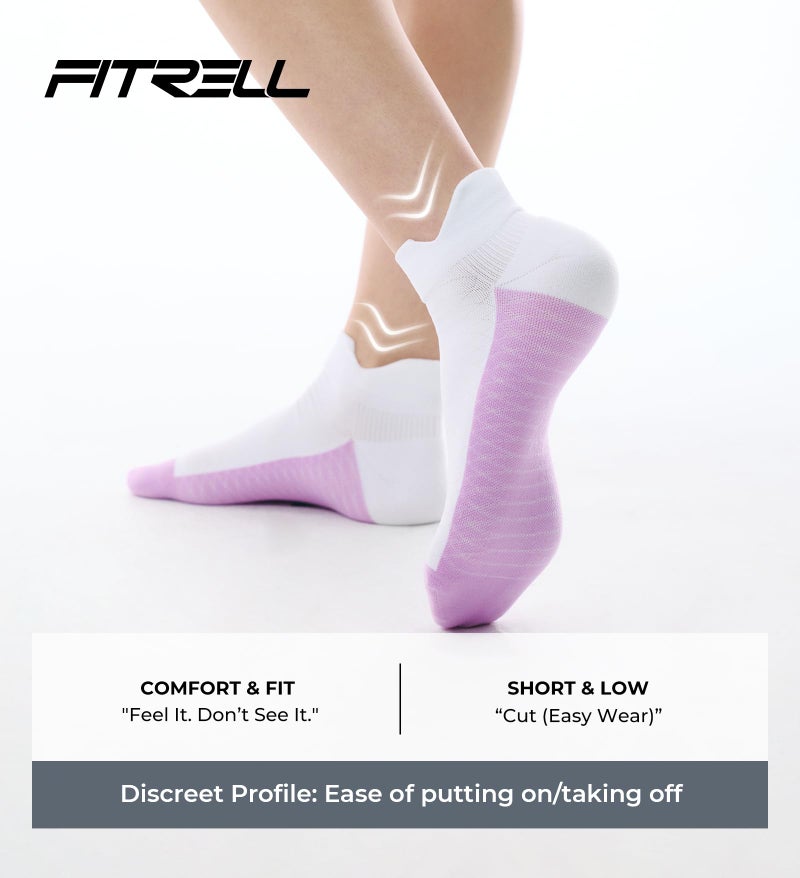 FITRELL Ankle Compression Socks for Women & Men - Cushioned Arch Support Running Socks, Plantar Fasciitis Relief, Bliss Cream-White Mixed 6 Pairs, S/M - Image 4