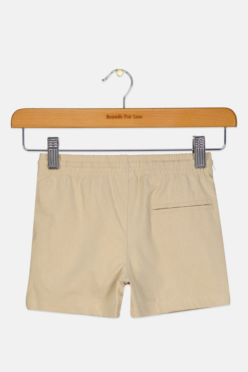 Class Club Toddlers Boy Drawstring Plain Shorts, Khaki  - Image 2