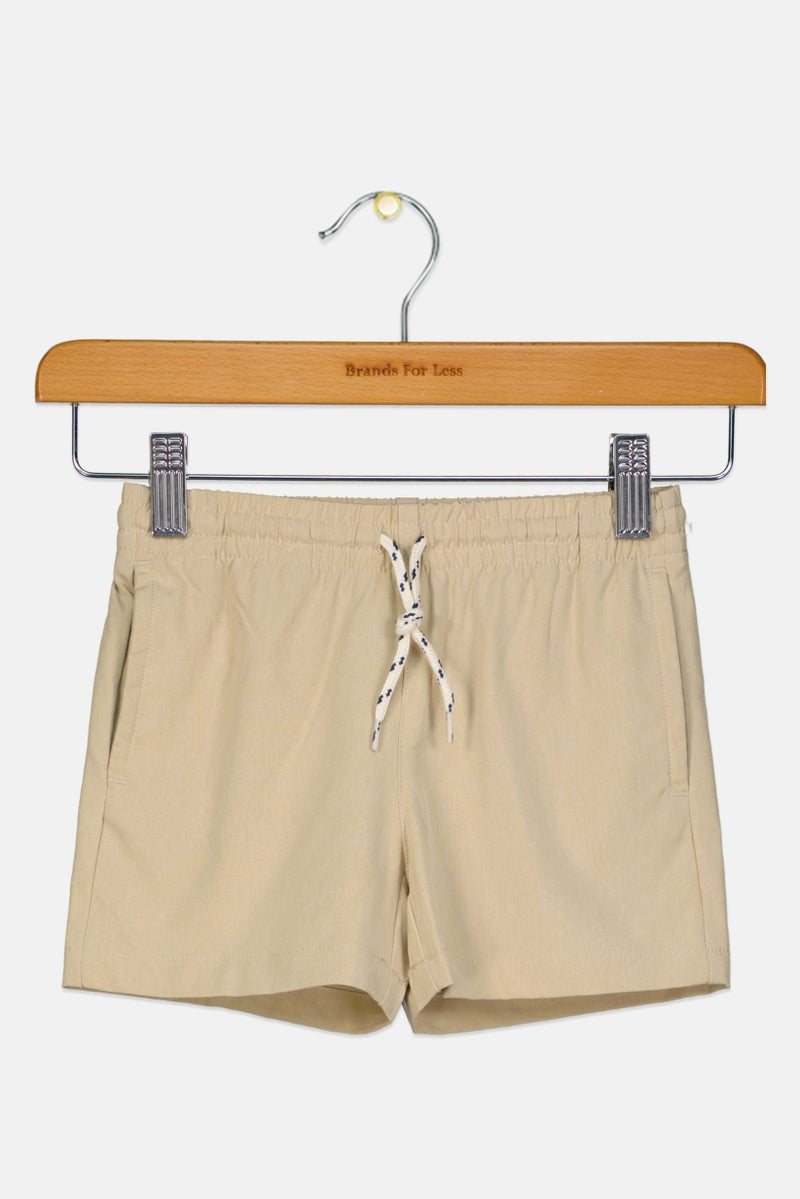 Class Club Toddlers Boy Drawstring Plain Shorts, Khaki  - Image 1