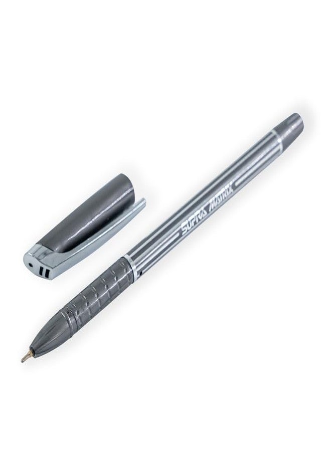 سوبرا مجموعة أقلام حبر جاف سوبرا ماتريكس 0.7 مم | قبضة مريحة وتصميم أنيق | قلم حبر جاف خفيف الوزن قابل لإعادة التعبئة | هيكل مزخرف برقائق معدنية جذابة | حبر أسود، مجموعة من 10 أقلام - Image 4