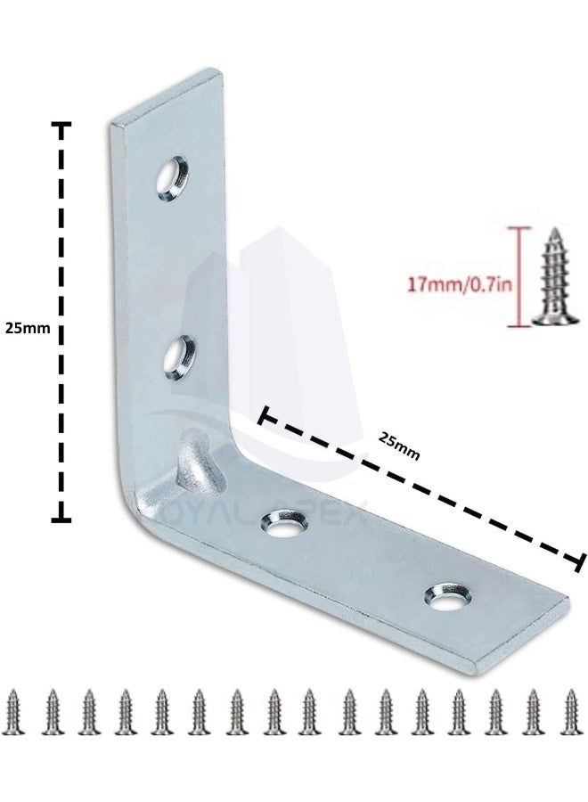 Royal Apex Angle Bracket For Reinforcing Chairs/Tables Shelf Bracket Zinc Plated L Shape Bracket For Solid Shelf Support Joint Corner Brace4Pcs 25X25Mm  - Image 2