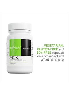 Davinci Labs ADK - Helps Support Bone, Heart & Immune Health* - Dietary Supplement with Vitamins A, D3 & K2 (as MK-7) - Vegetarian, Gluten Free & Soy Free - 30 Capsules  - Image 5