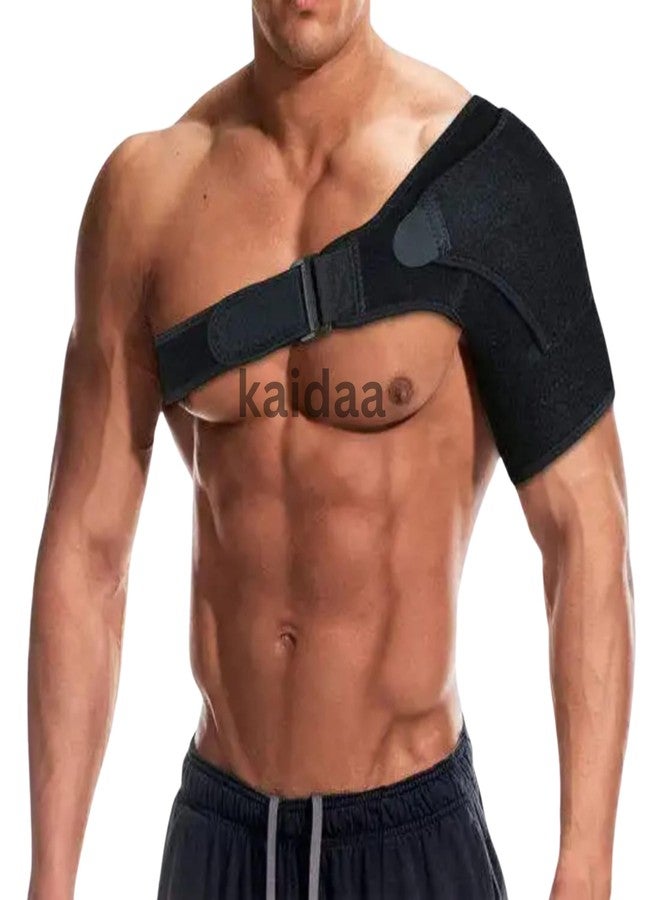 KAIDAA Shoulder Support Brace for Men & Women Pain Relief & Support for Rotator Cuff, AC Joint & Dislocated Shoulder - Adjustable Shoulder Support Strap | Neoprene Foam | Universal (Black) Pack of 1 - Image 1