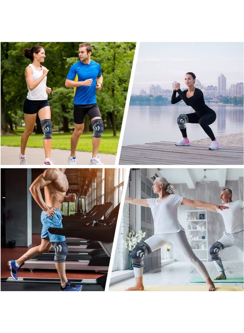 Knee Brace Compression Sleeve with Silicone Gel Support - Patella Stabilizer for Arthritis, Sports, Running, Weight Lifting, Meniscus Tear Relief, Comfortable & Breathable for Men & Women,Knee Pads - Image 4