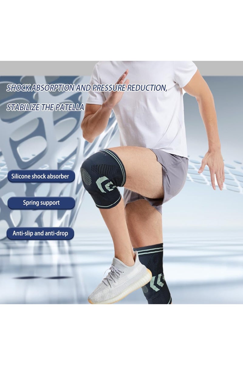 Knee Brace Compression Sleeve with Silicone Gel Support - Patella Stabilizer for Arthritis, Sports, Running, Weight Lifting, Meniscus Tear Relief, Comfortable & Breathable for Men & Women,Knee Pads - Image 2