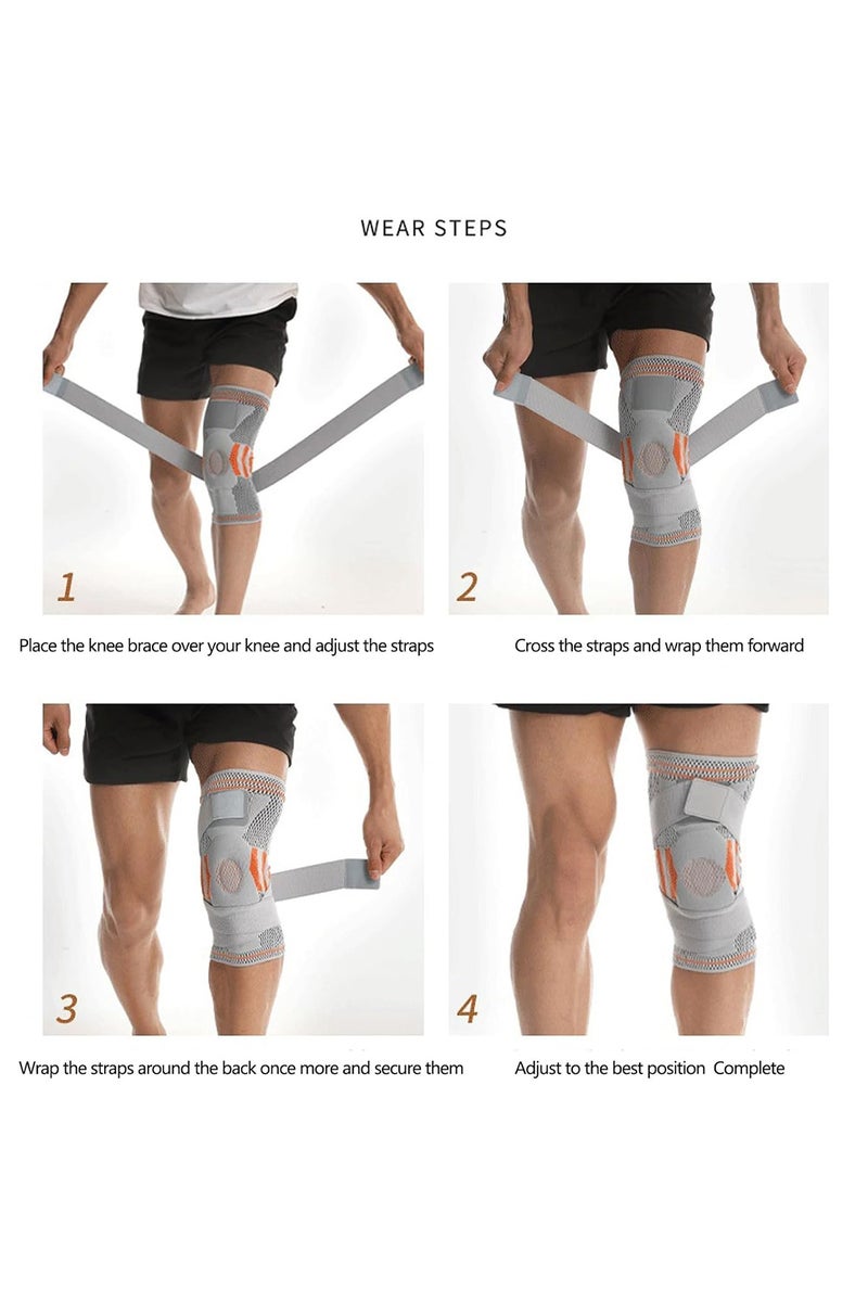 Knee Brace Compression Sleeve with Silicone Gel Support - Patella Stabilizer for Arthritis, Sports, Running, Weight Lifting, Meniscus Tear Relief, Comfortable & Breathable for Men & Women,Knee Pads - Image 3