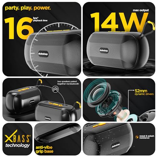 Dubstep Pop 1400 Wireless Speaker with 14W Output, 16 Hrs Playtime, 52mm Dynamic Driver, TWS Pairing (Black) - Image 3